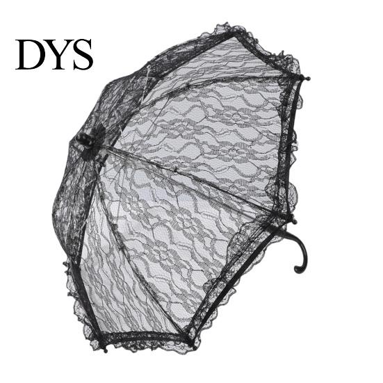 Fashionable Daily Travel Parasol Vintage Gothic Lace Umbrella, Black Bridal for Halloween Elegant Hollow Embroidery Umbrella Witch Cosplay,