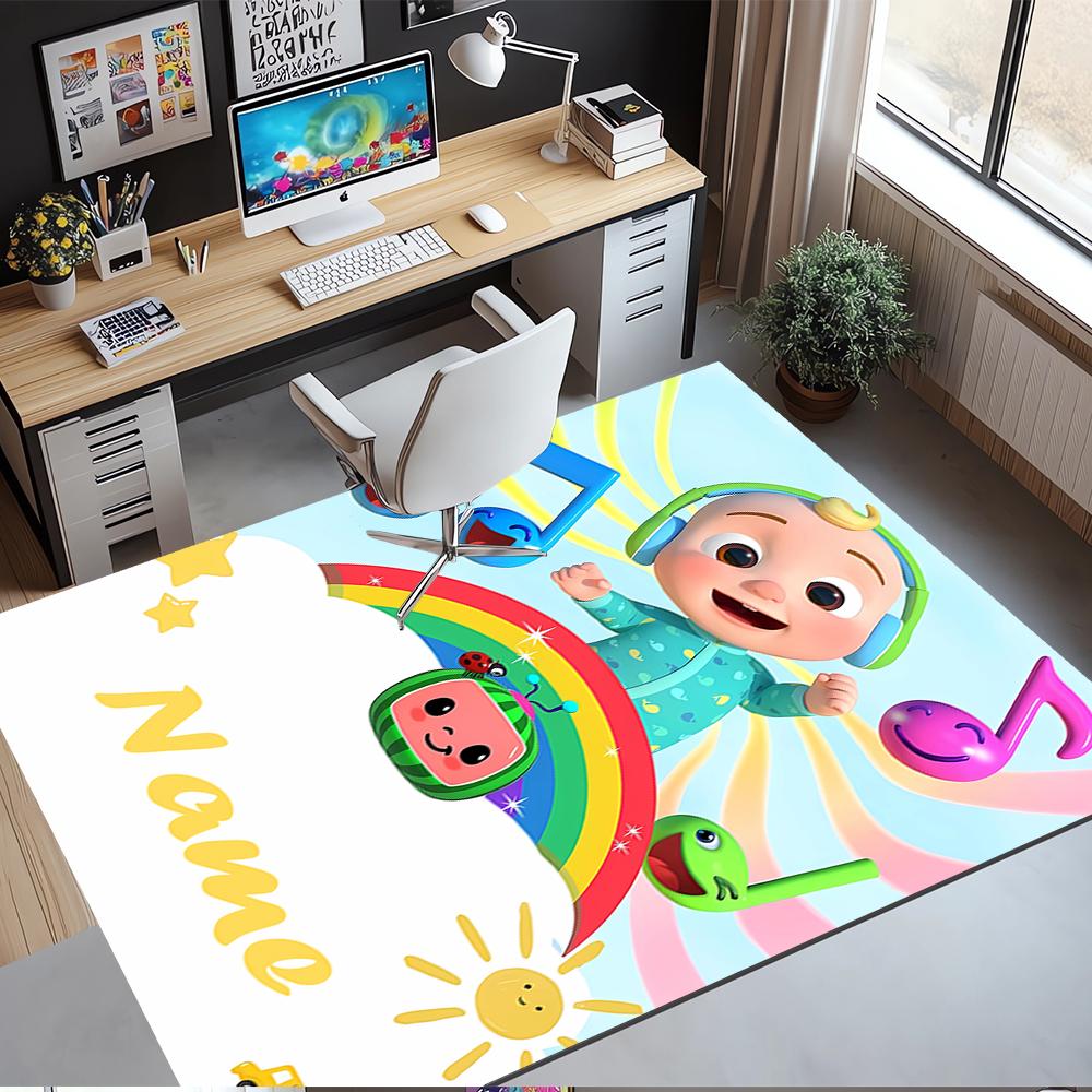 Custom Name CoComelon Printed Carpet,Rug for Office Chair Living Room Bedroom Kitchen Room Decor Gifts.