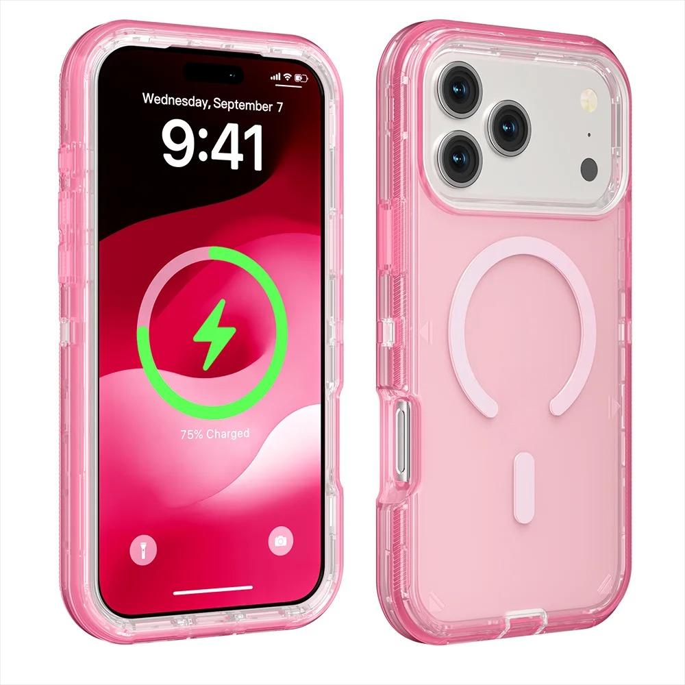 Heavy 3IN1 Mechanical OTT-Box Magnetic Charge Case For IPhone 17 Pro Max Air 16 15 14 13 12 Plus Enhanced Anti-Drop Bumper Cover