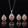 Popular Wind Full of Diamonds and Water Droplets, Zircon Pendant Necklace, Light Luxury Ring, Stud Earrings, Colorful Treasure Set.