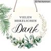 2D Flache Retro-Aluminium-Wandaufkleber in verschiedenen Größen. Deutsch-thematische Dankeschön-Dekoration mit Eukalyptusblatt-Design. Ein perfektes Zuhause-Dekor und Geschenk