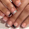 24Pcs False Nails Set Polka Dot Pattern Short Square Nails Sweet Press On Nails