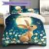 Flower Rabbit  Pattern Bedding Quilt Set  Home Decoration  Gift (1 * Duvet Cover + 2 * Pillowcase, Without Core)