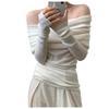 Damen-Strickpullover mit French Line-Schulter, schmaler Passform, schulterfrei, langen Ärmeln, einfarbig