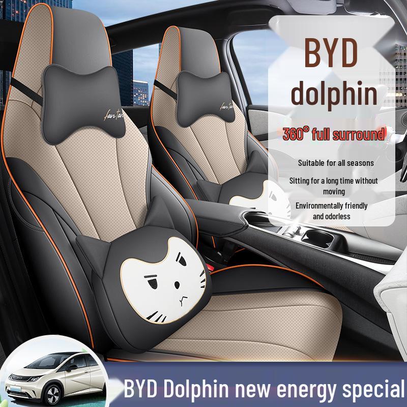 BYD Dolphin Universal Cartoon Seat Cover, Full-Coverage Cushion for All Seasons