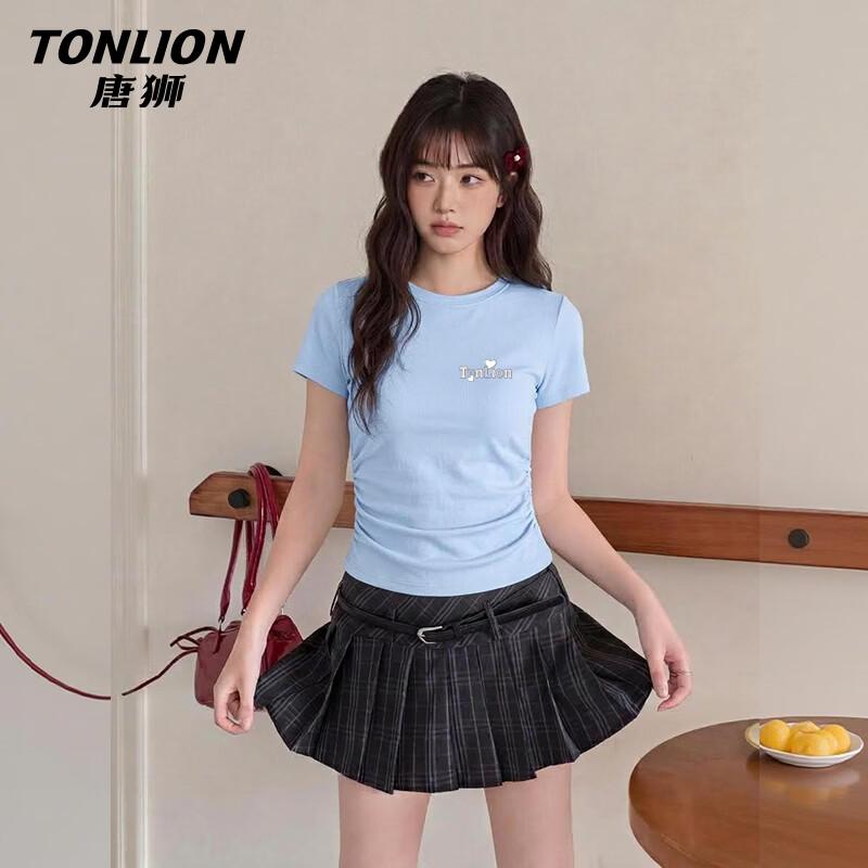 TonLion Women s Pleated Short Sleeve T-Shirt M