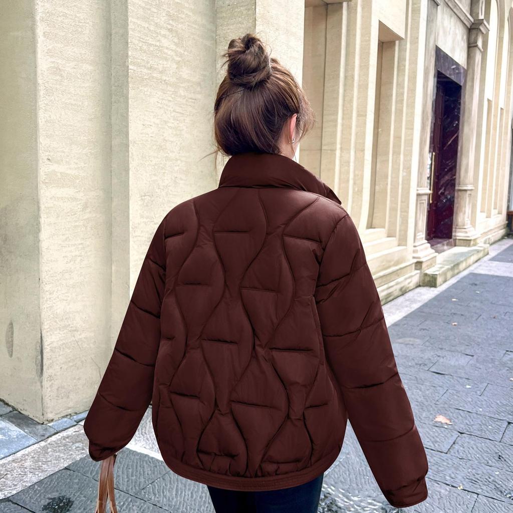 Podzim Zima Zateplená Teplá Parka Dámská Ležérní Sladká Jednobarevná Velká Kapsa Volné Bundy Svrchní Oblečení