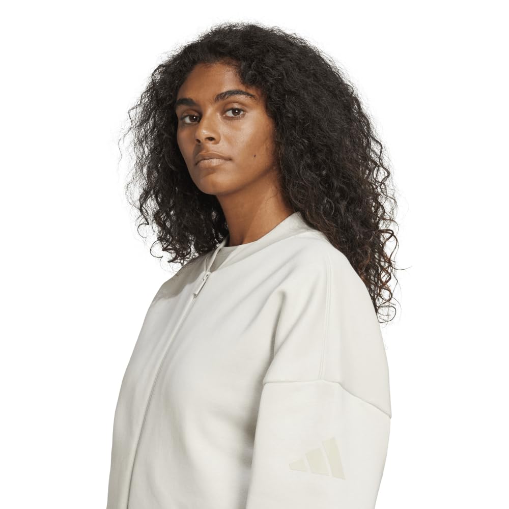 Adidas Essentials Bomber KVC35 Wonder Alumina Size Small Women's SL+ Fleece-Lined Jacket, (JD9972),