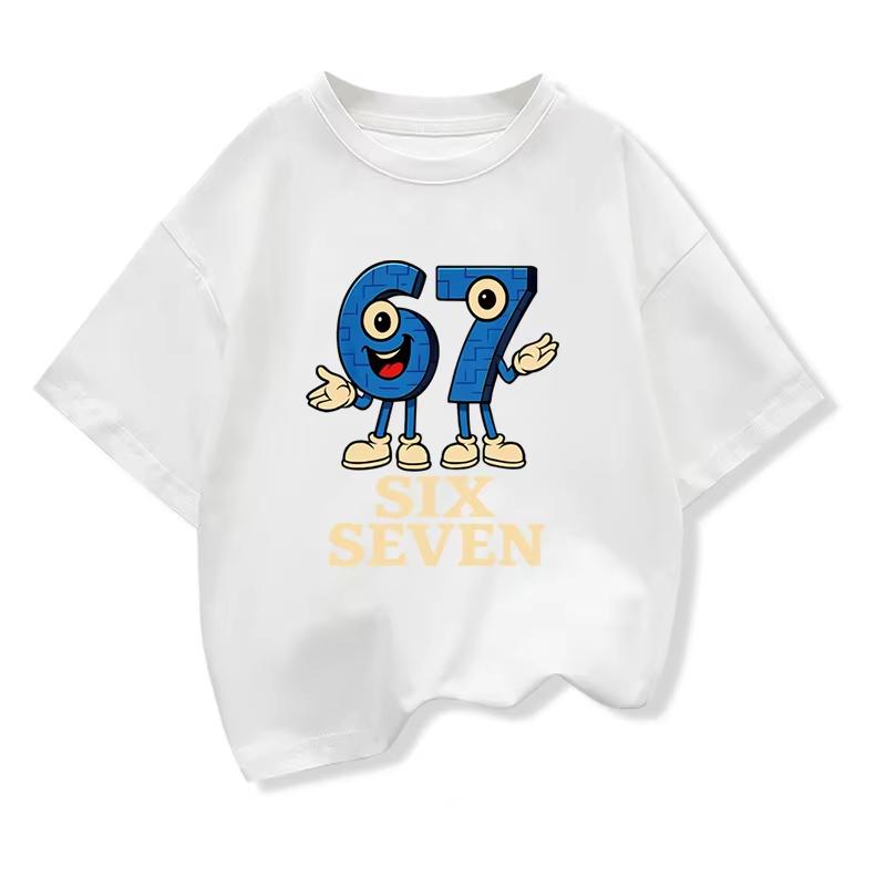 Kids Cartoon SIX SEVEN Number 67 Graphic TShirt Soft Cotton Cute Wear for Boys Girlstk0119 100