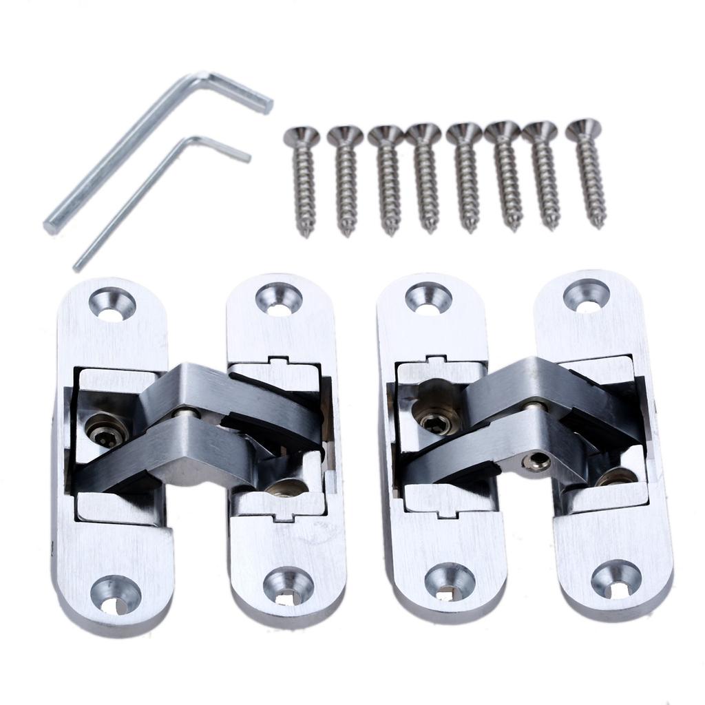 2 Pcs Zinc Alloy Hidden Hinges Furniture Fittings 23 X 95mm Invisible Concealed Folding Counter Door Hinge With Screw Hardware