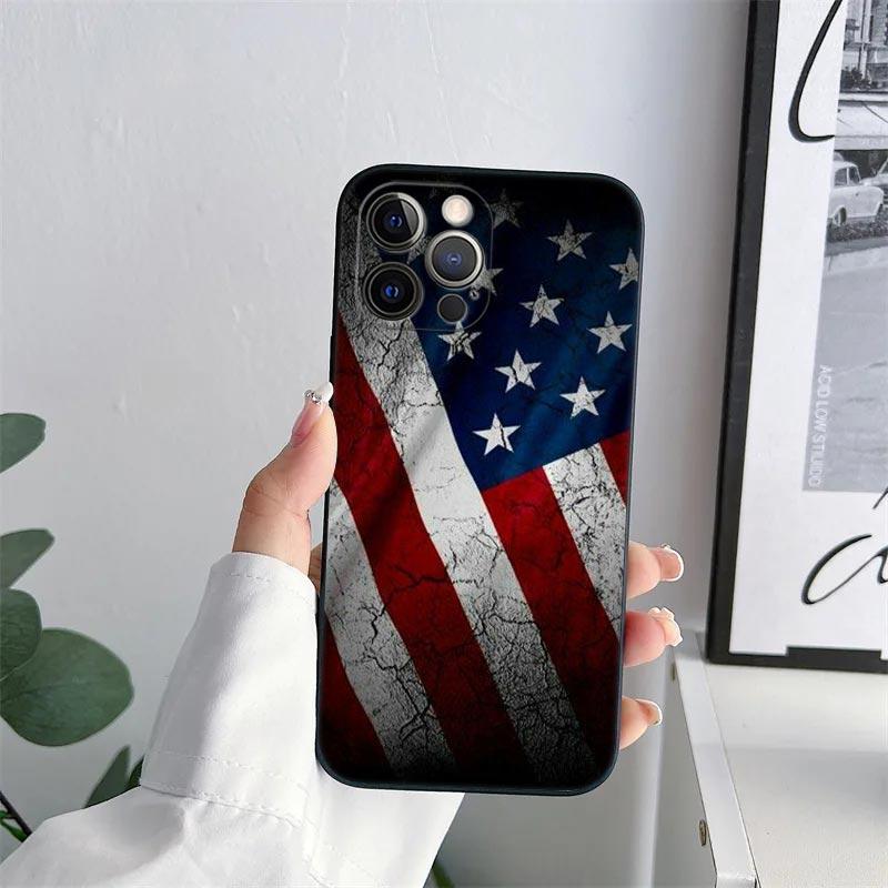 American USA Flag Eagle Phone Case for iPhone 11 15 Pro Max Case Coque 14 Plus 13 Pro 12 11 X XS XR 6 7 8 SE 2020 TPU Soft Cover