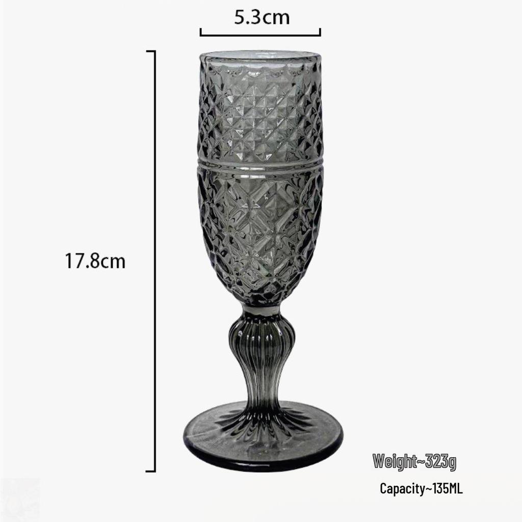 Vintage Embossed Colored Glass Goblet – Luxury Thickened Bubble Wine Glass