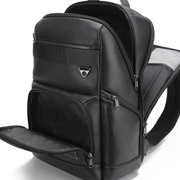 Business Travel Leather Backpack Commuter Large Capacity Travel Bag Multifunctional Leather Backpack