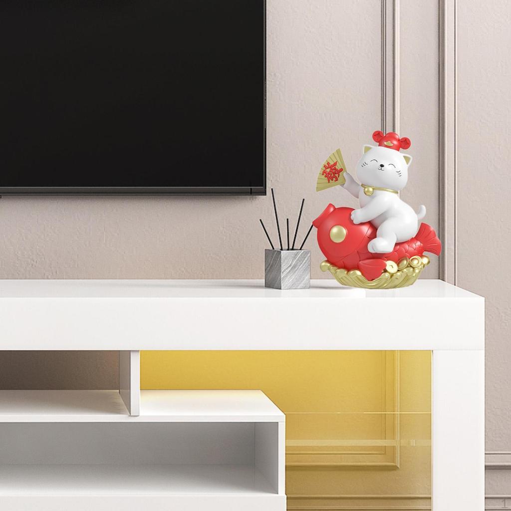 Cat Figurine for Home Decor, Resin Piggy Bank Office And Bedroom