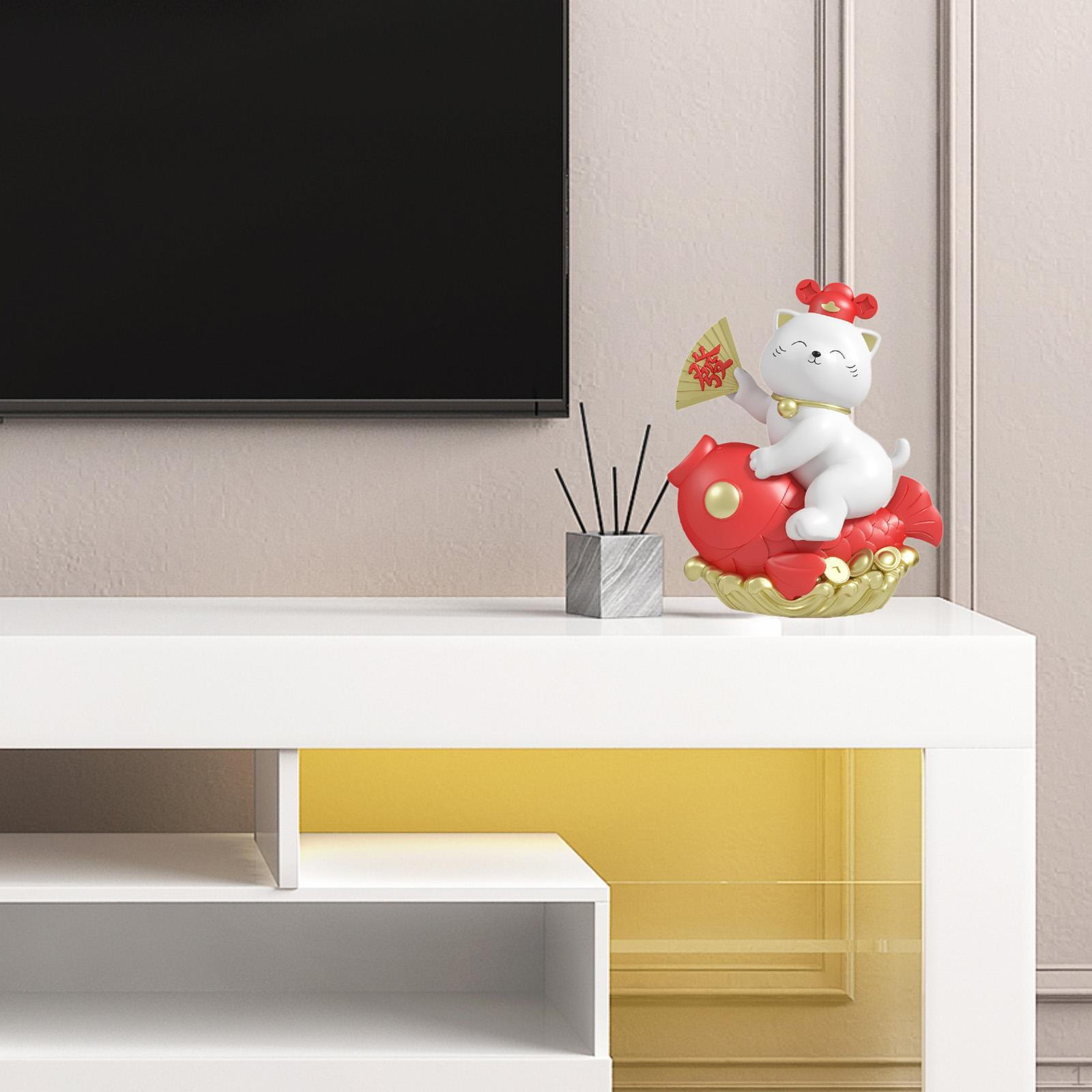 

Фигурка кошки для домашнего декора, копилка из смолы для офиса и спальни Red Fish