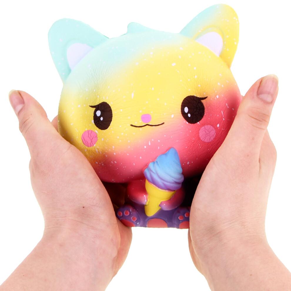 Cute Plush Ice Cream Cat Stress Toy Squeeze Rebound Toy for Kids & Adults Soft
