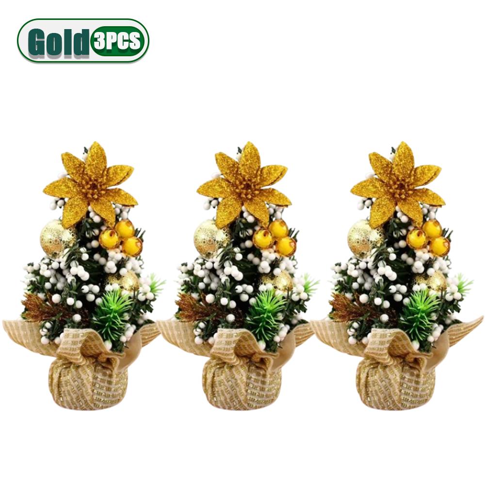 1-10PCS Mini Christmas Tree 20cm Desktop Decor with Gift Box Creative Holiday Ornament for Kids Room Office Party Decoration