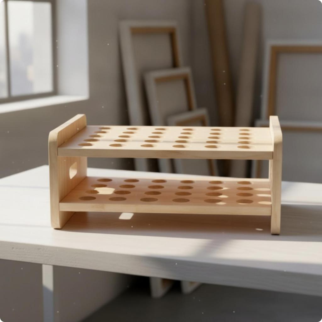 Wooden Scissors Storage Rack Wood MultiCompartment Desktop Organizer