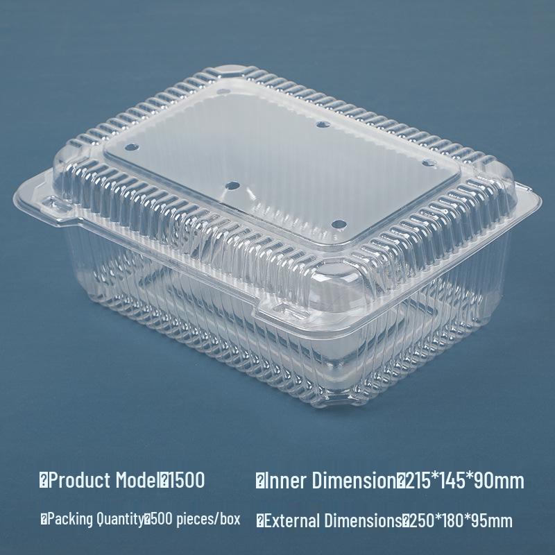 Transparent Disposable Fruit Box with Lid – Food-Grade Plastic, Rectangular, Sturdy for Takeaway, Ideal for Strawberries or Cut Fruit