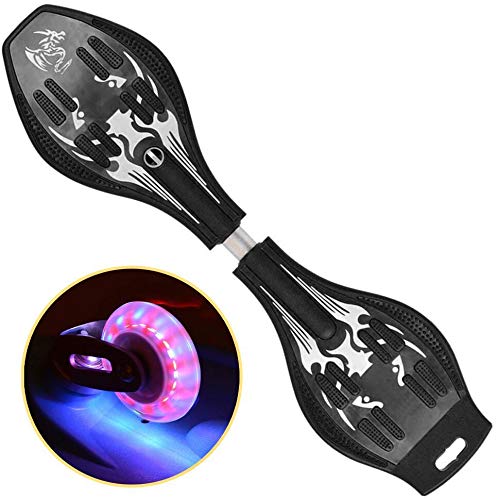 S-Board Kids  Skateboard, Birthday Gift, Christmas Gift, Kickboard, Skateboard for Kids, Light-Up Wheels, Jayboard Gift (Black)