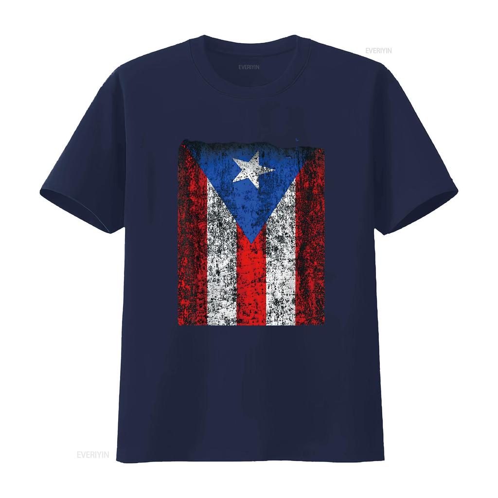 Womens Vintage Flag of Puerto Rico T Shirt Distressed vintage Washed Stretched Unisex Versatile Casual Top For Everyday Wear