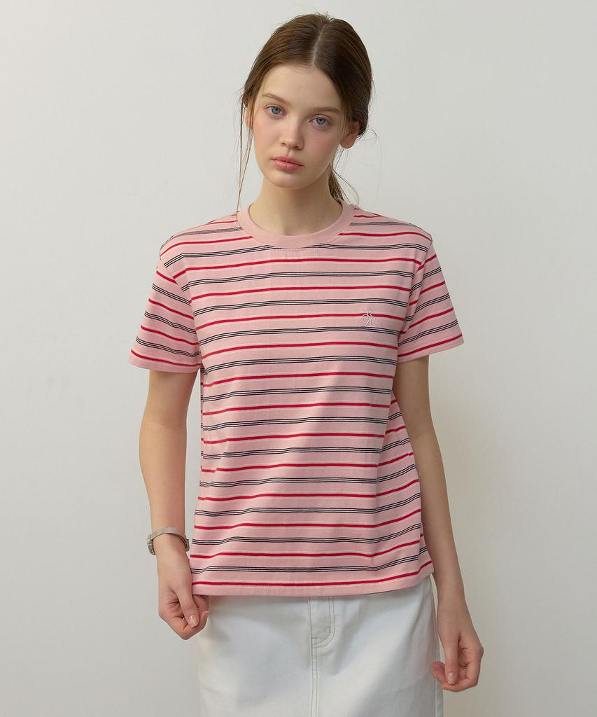 CITYBREEZE Multi-Stripe Short Sleeve T-Shirt_Pink