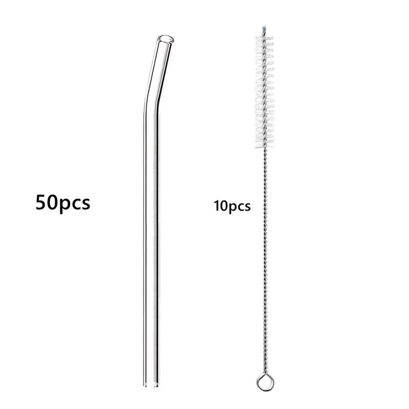 50PCS 20cm Reusable Straws Glass Drinking Straws Multi-color Eco-Friendly Straws for Cocktail Smoothies Bar Accessory Barware