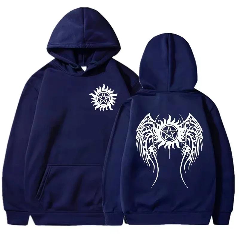 

New spring and autumn fashion hoodies with natural crow wing print patterns, street Harajuku men s and women s coats 3XL