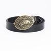 Men's Retro Cowhide Belt with Smooth Buckle - Korean Style, Trendy and Simple Wide Waistband.