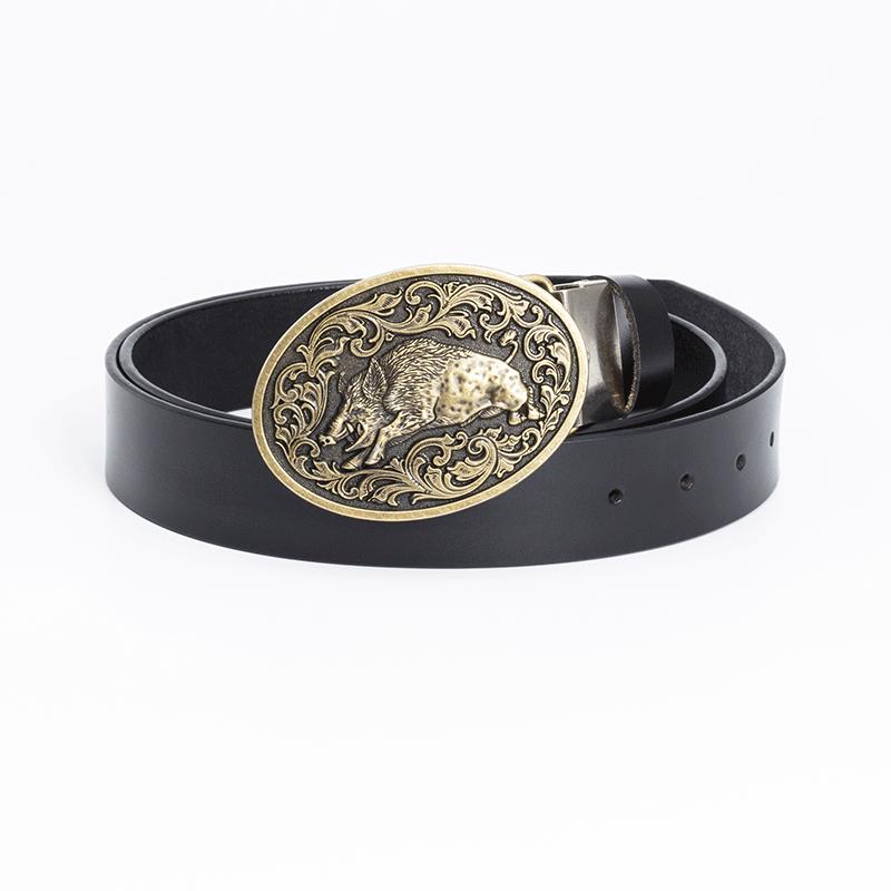 Men's Retro Cowhide Belt with Smooth Buckle - Korean Style, Trendy and Simple Wide Waistband.