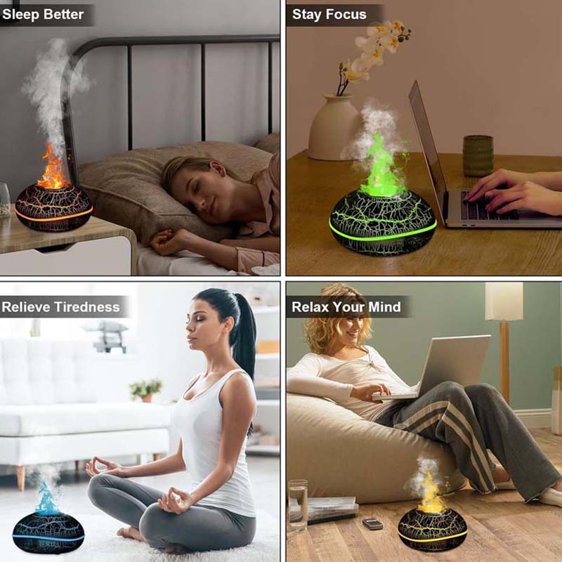 200ml Household Ultrasonic Air Humidifier with Aromatic Diffuser Flame Aromatherapy Machine Essential Oil Flare Aromatherapy