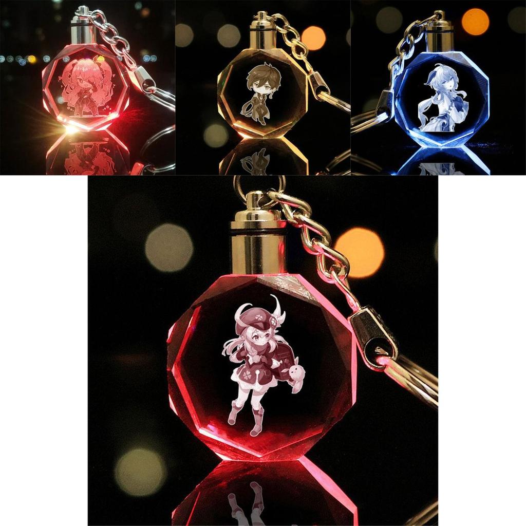 Elegant Genshin Impact Crystal Keychain With Stunning Led Colorful Light For All Occasions