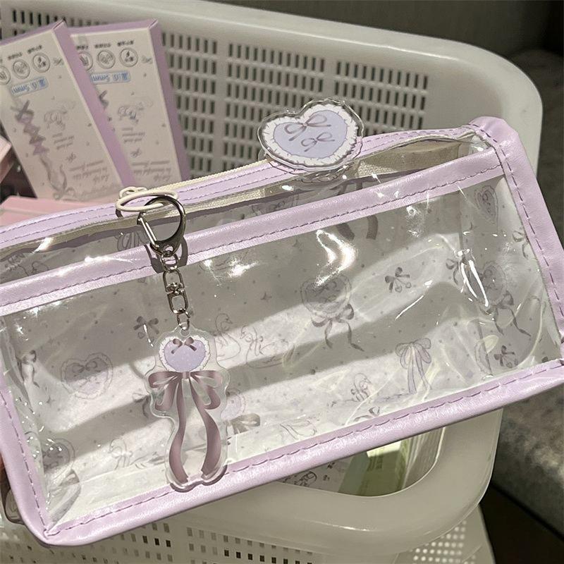Cute Cartoon Translucent Pencil Case Double Layer Large Capacity Stationery Storage for Kids Students Art Class School Use