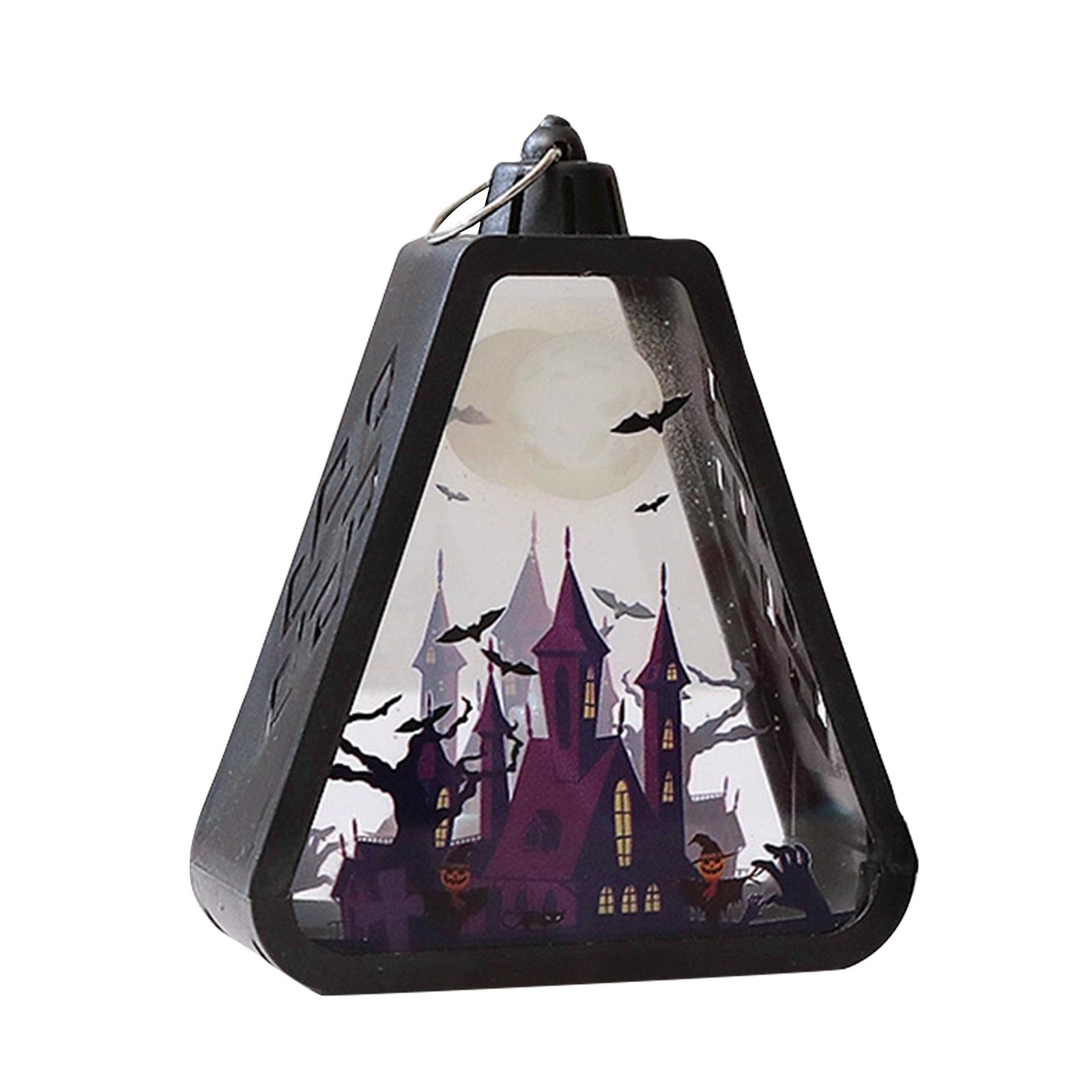

Halloween Decorations, LED Shadow With Haunted House Scenes, Black Triangular Decorative Lights, Suitable For Desks, Walls, And Hanging. One Size