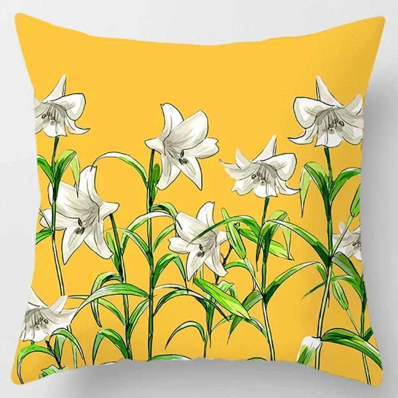 Modern Simple Yellow Flower Pillowcase Home Sofa Pillowcase Lumbar Pillowcase Cushion Lumbar Pillow
