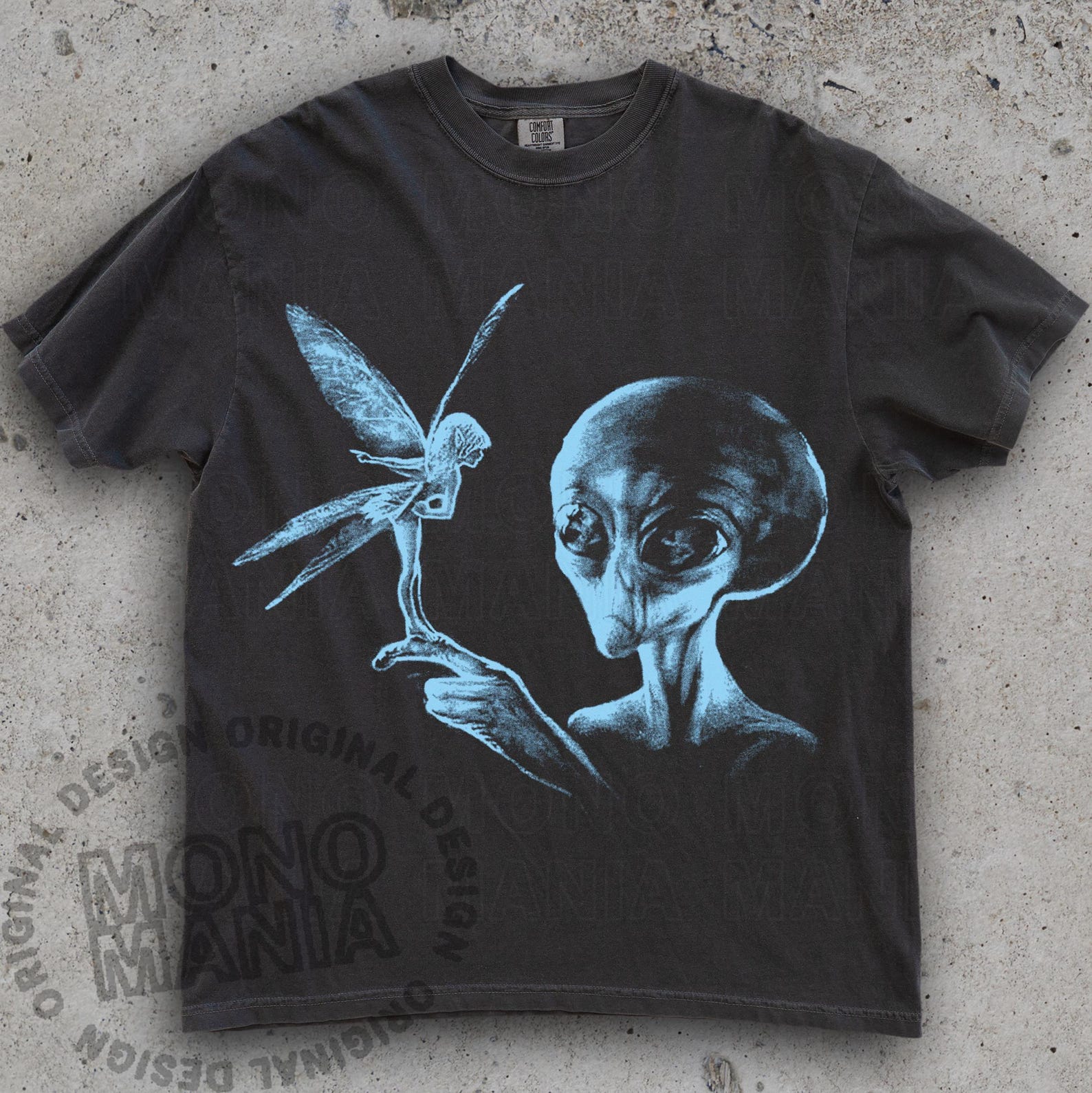 Glowing Alien Fairy Graphic Tee, Surreal Trippy Festival Shirt, Psychedelic Rave Oversized Comfort Colors tee L
