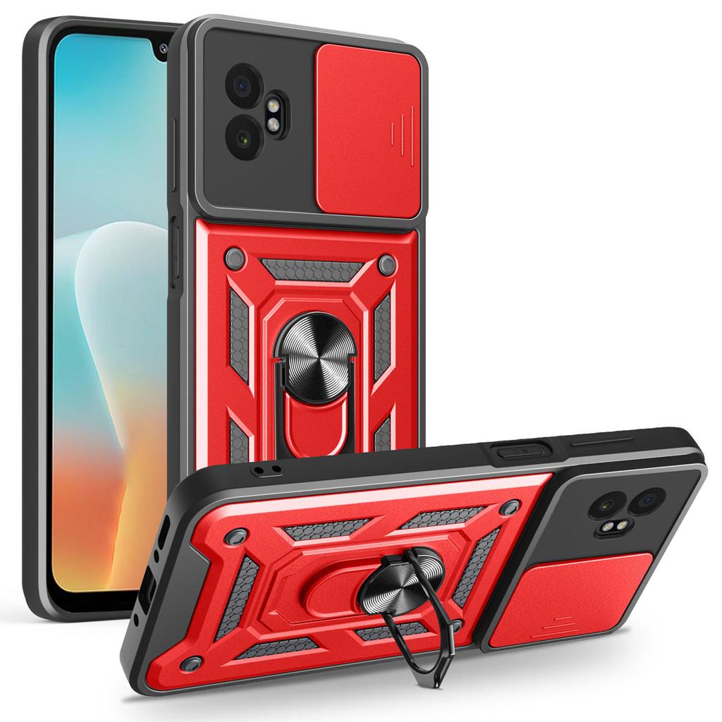 AMORUS For Samsung Galaxy XCover7 Pro Case Kickstand PC+TPU Phone Cover with Camera Lens Slider