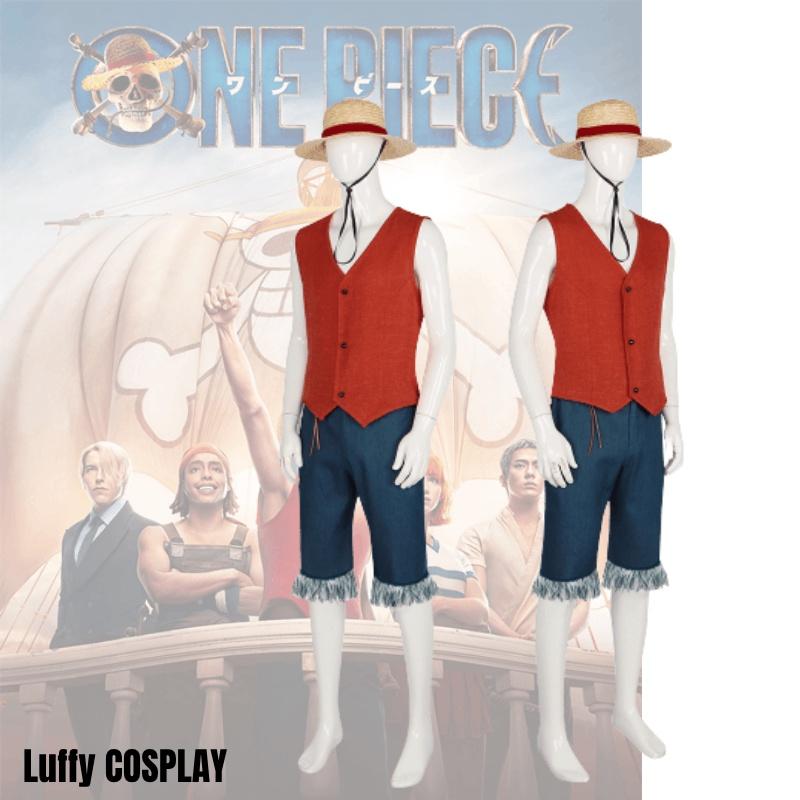 Authentic One Piece Luffy Costume Pirate King Cosplay Outfit For Halloween