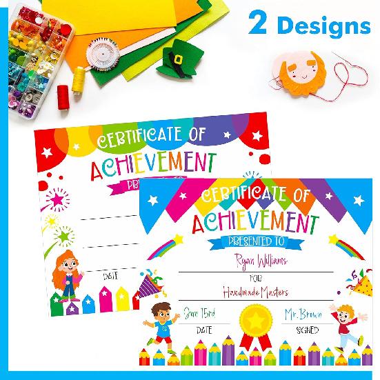 40 PCS Preschool Diploma, Certificate of Achievement in 2 Designs Colorful Certificate of Awards School Classroom Supplies for Kids Students