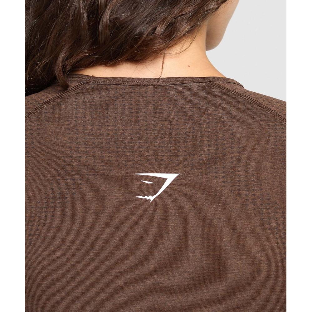 Gymshark Vital Seamless Long Sleeve Cut Out Top Espresso Marl B2c8o Nbfb