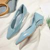 Fashion Summer Comfortable Women's Versatile Pointed Toe Shallow Mouth Cat Heel Low Heel Cutout Fashion Single Shoes
