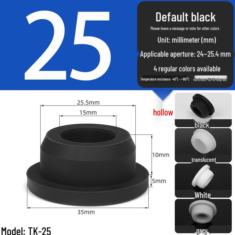 Black High-Temperature Resistant T-Shaped Silicone Stopper - Round Hole Rubber Gasket & Shock-Absorbing Blind Plug