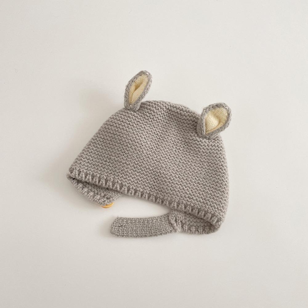

Soft Rabbit Ear Knit Hats Winter 0-2 Years Baby Hat Cute Baby Knitting Hat Toddler серый