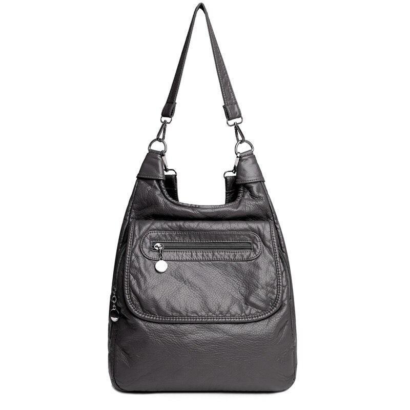 Multifunkční bílé batohy Módní praná měkká PU kůže Batoh proti zlodějům Velkokapacitní školní taška pro dospívající dívky