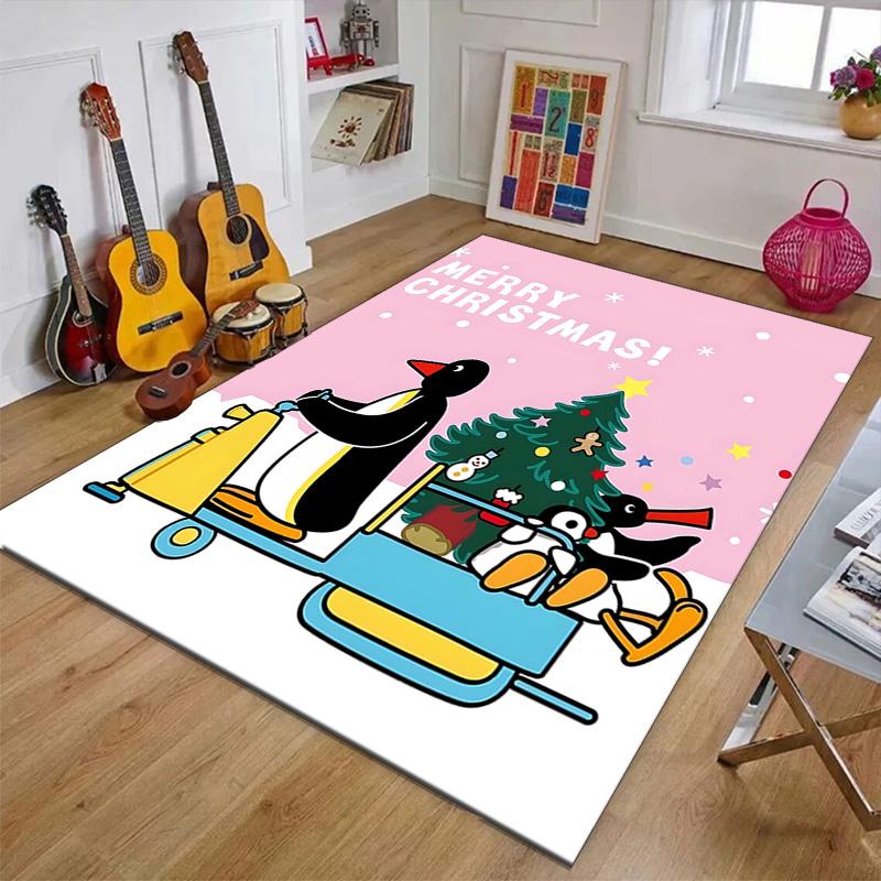 1pc Pingu Design Printed Area Rug Carpet for Bedroom Living Room Home Decor Rugs Mat Non Slip Mat Rug for Bedside