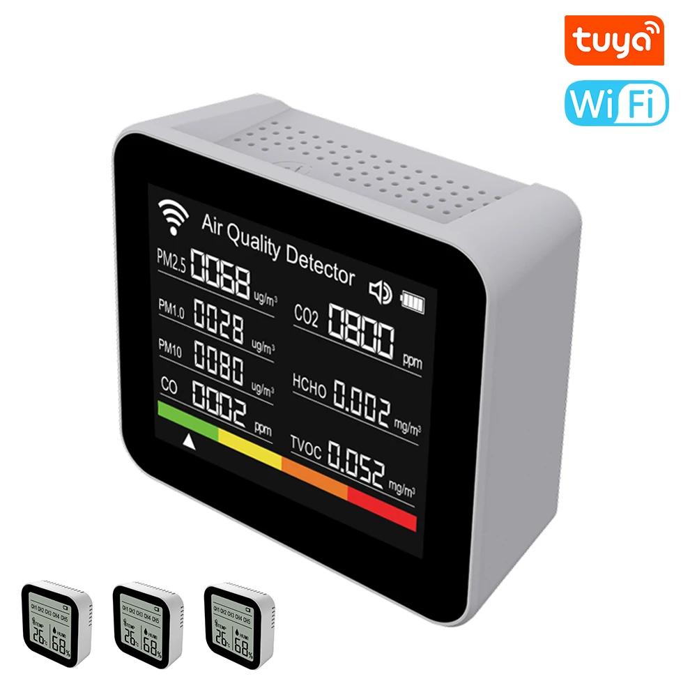 20 in 1 Tuya WIFI Air Quality Detector CO/CO2/TVOC/HCHO/PM2.5/PM1.0/PM10/Temp/Humidity/Time/Date/Alarm with 3/5pcs Sub-sensors