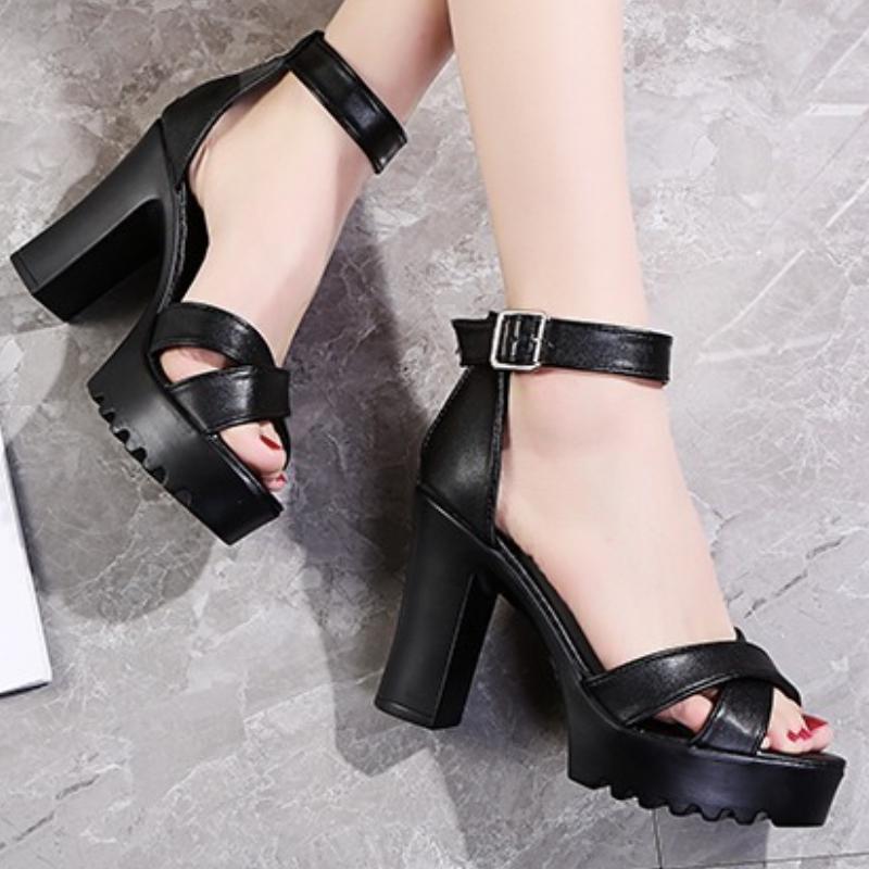 

Мода 2025 НОВИНКА Доставка Летние босоножки для женщин 2025 Новое поступление Высокий толстый каблук Сандалии Платформа Повседневная обувь 40 чёрный