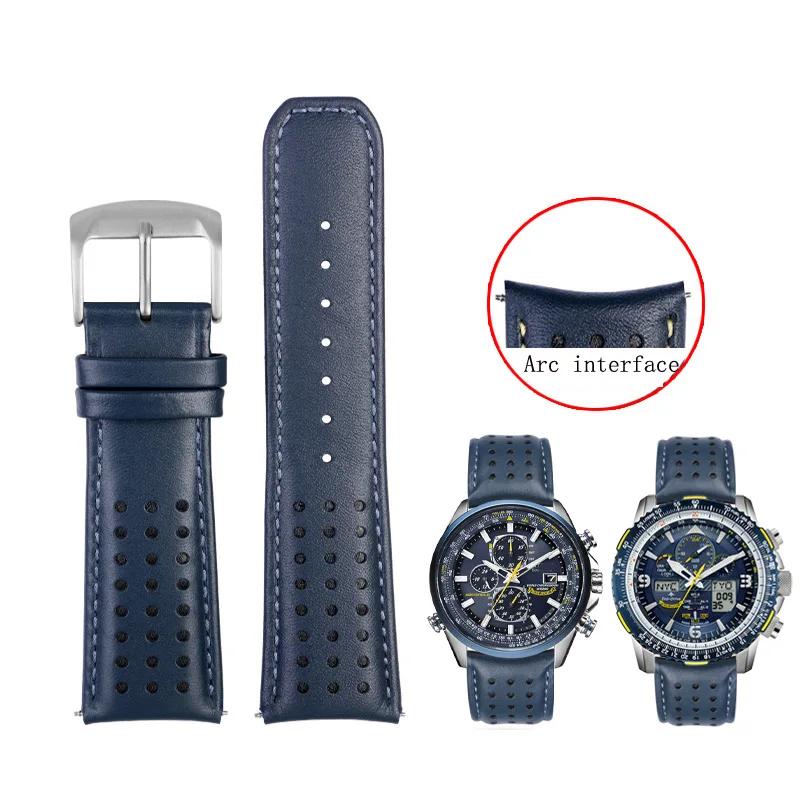 

Классический для мужчин CITIZEN Blue Angel радиоволновые часы AT8020-54L/8020-03L/JY8078 изогнутый конец ремешок для часов из натуральной кожи браслет ремешок 22 23 22mm