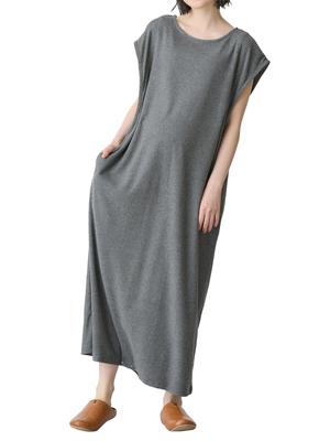Maternity Nursing Clothes Pajamas Cotton Blend Pile Room Wear Nightgown Dress Prenatal and Postnatal M Heathered Charcoal [ANGELIEBE] All-in-One