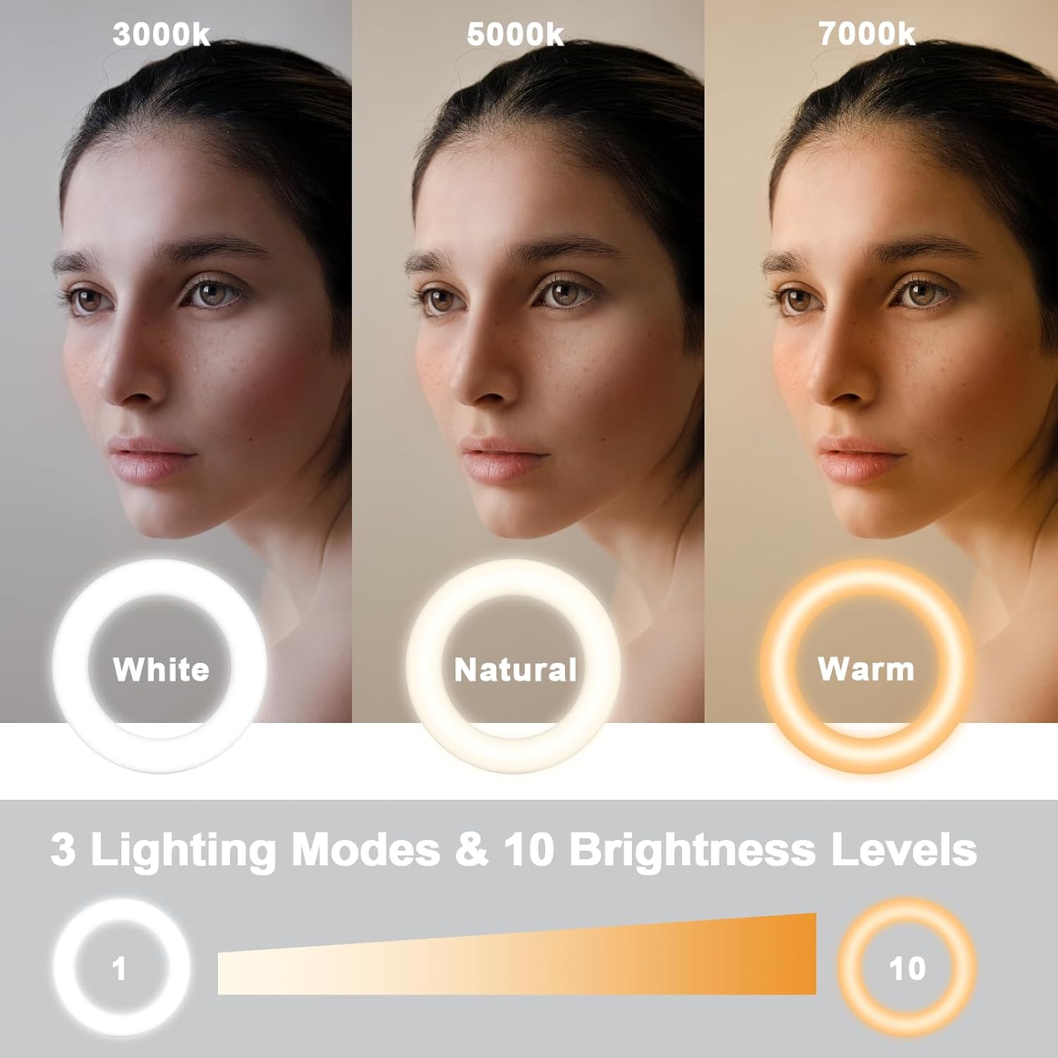 Ring Light Clip on Laptop Monitor, Webcam Light 10 Brightness Level Video Conference Lighting for Remote Working/Zoom Calls/Self Broadcasting/Live